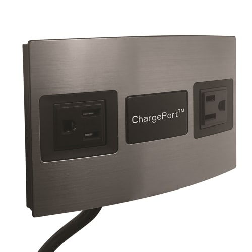 Teleadapt ChargePort Vertical Charging Station, 2 Power Outlets, 2 USB Ports, Brushed Nickel